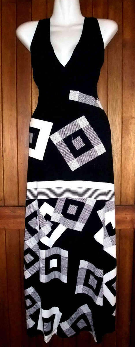 NEW Black White Maxi Long Dress , 32/34