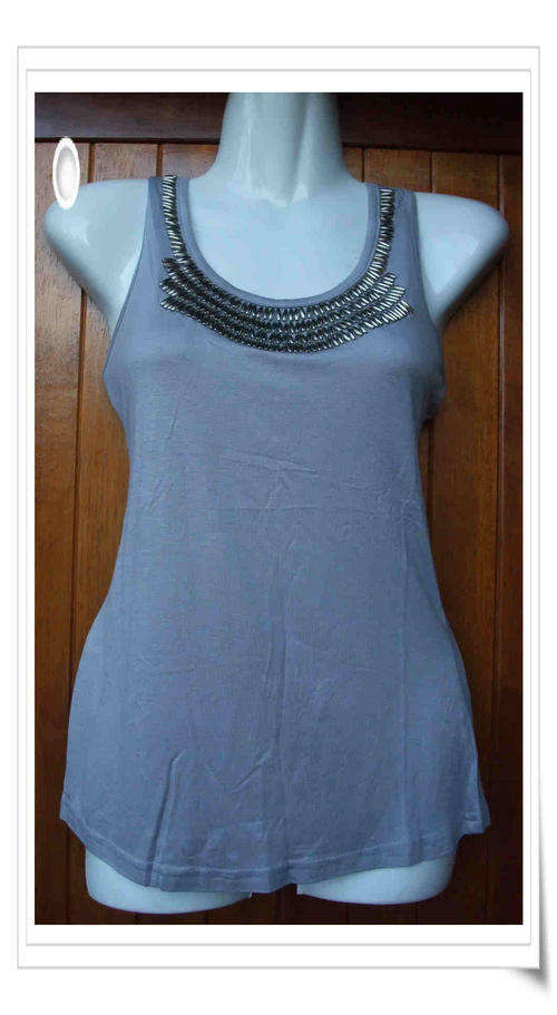 100% Cotton Sequins Lovely Grey Top , M