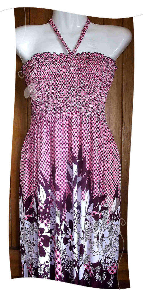 FLORAL HALTER PINK DRESS 34/36