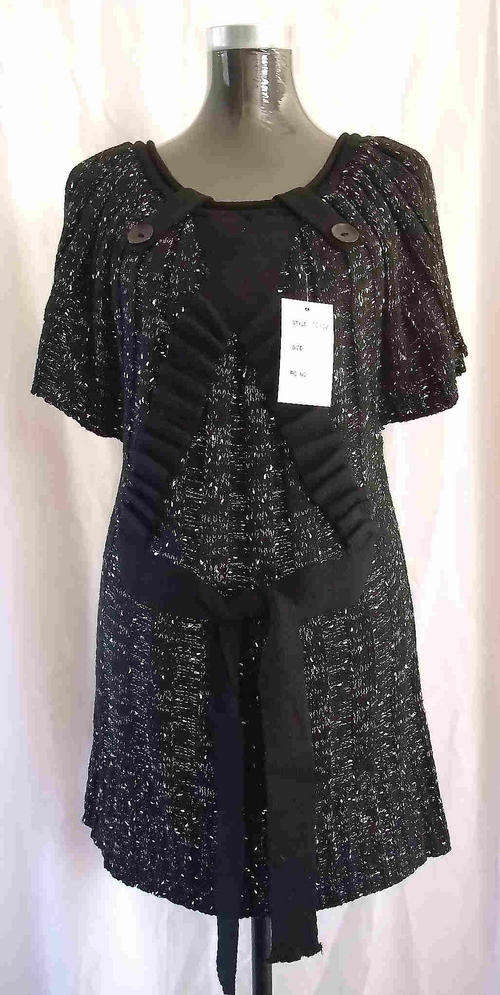 WOOL SWEATER LONG TOP DRESS - BLACK