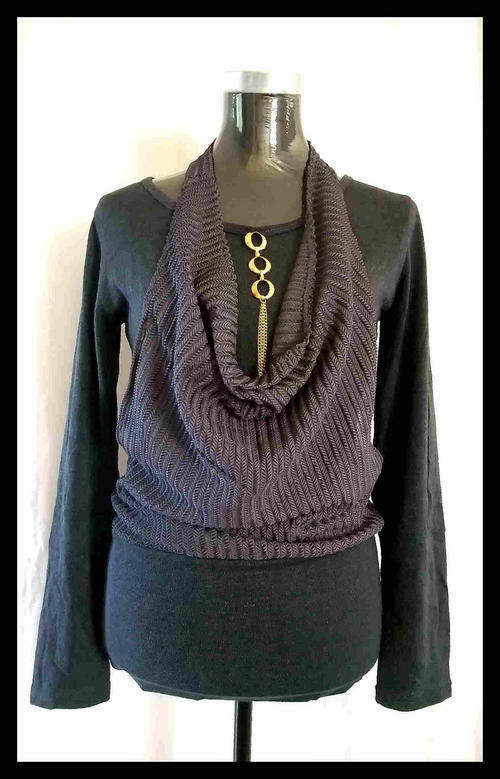 Fashion FRONT HALTER Sweater - BLACK