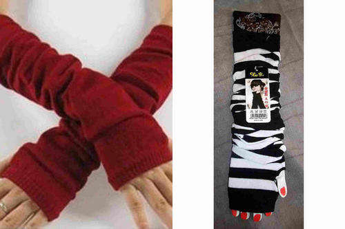 Stylish Fingerless Gloves - Black/White Stripes