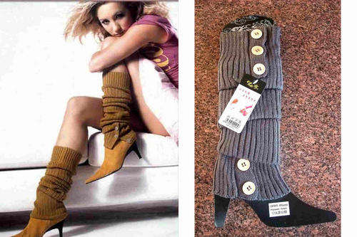 STYLISH KNIT LEG WARMERS - GREY