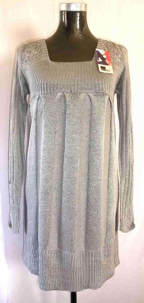 ELEGANT KNITTED WOOL DRESS - Grey