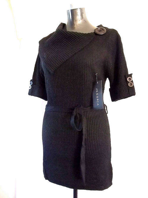 Fashion Black Sweater With Belt