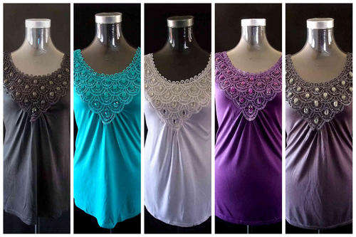 Jewel Embroidery Top *** 5 Color Options