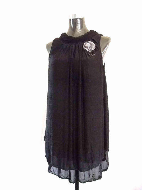 Lovely SPRING CHIFFON long top/dress Black