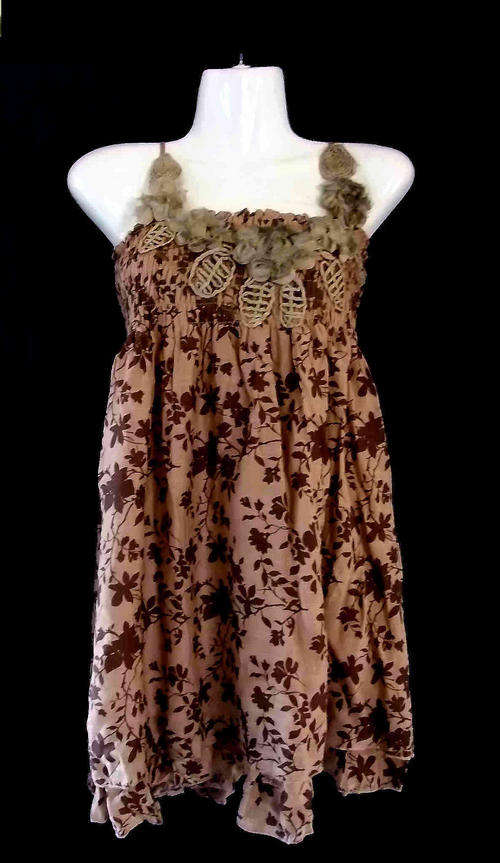 SPECIAL *** Charming Cotton Dress/Top Lace Front ,Coffee