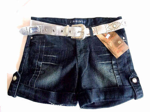 Black Denim Shorts With Belt L/32