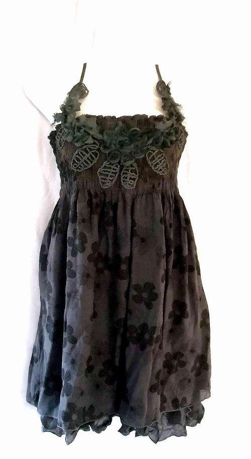 New Arrivals *** Charming Cotton Dress/Top Lace Front ,Charcoal