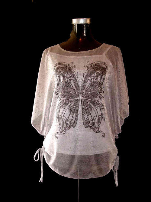 Comfy Chiffon Top With Inner Camisole * * * Silver 36/38