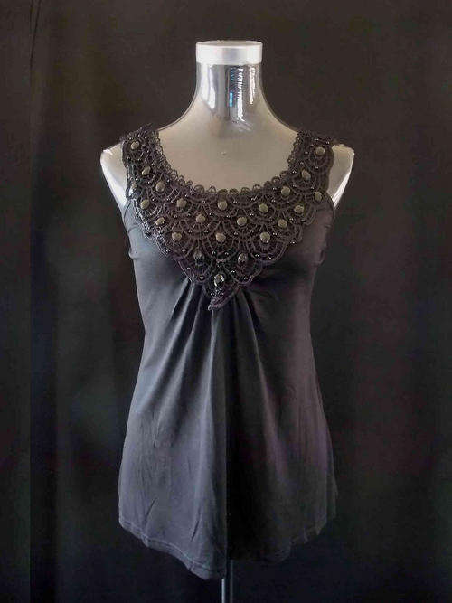 PROMOTION SALES*** Jewel Embroidery Top, Black 34/36