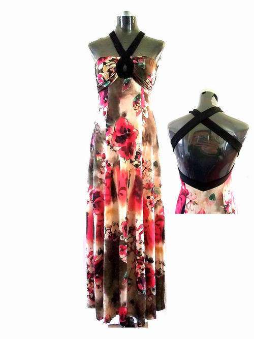 Sexy Cross Over Bare Back Long Dress 32,34,36