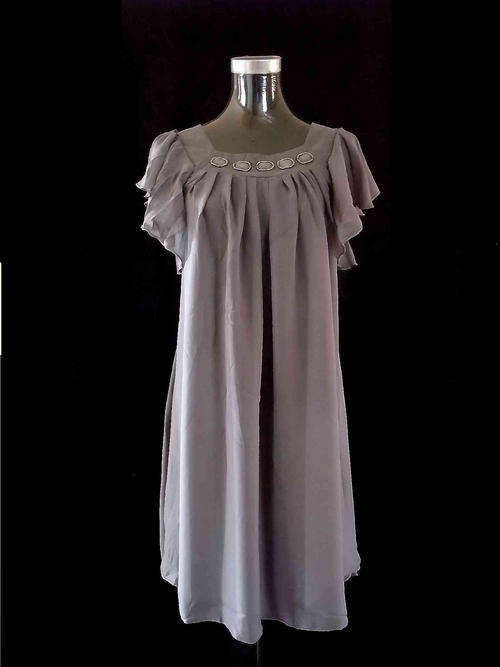 Elegant Chiffon Dress Jewel Front Silver 36/38