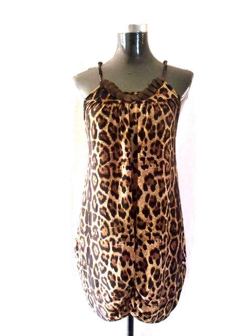 Sexy Spaghetti Strap Leopard Top/Short Dress 34/36