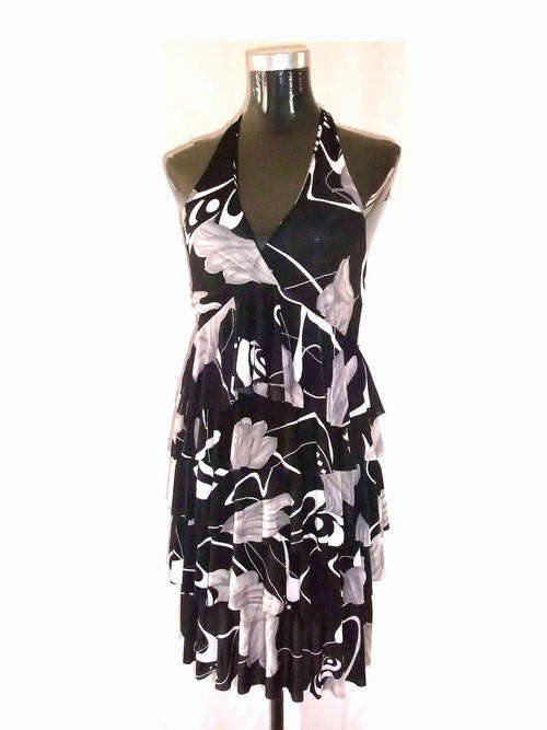 Sexy Halter Neck Multi Layer Hem Dress 36