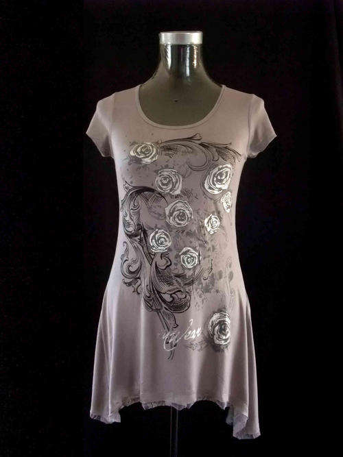 Silver Roses Handkerchief Lace Hem Tunic  36/38