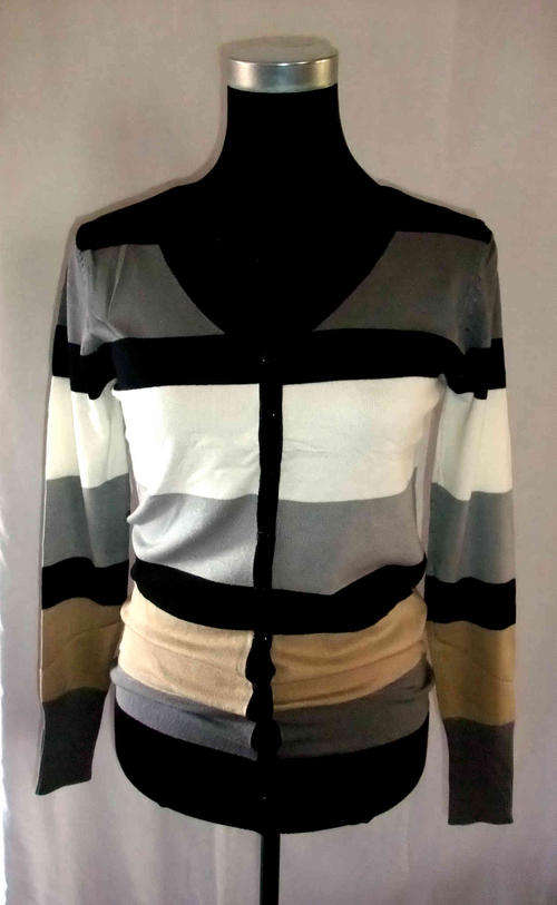 Multi-Colored Interval Stripe Knitted Top SA Size: M