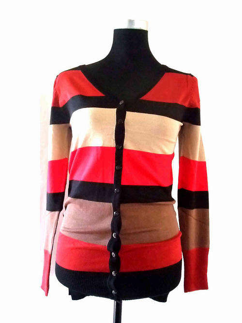 Multi-Colored Interval Stripe Knitted Top SA Size: M