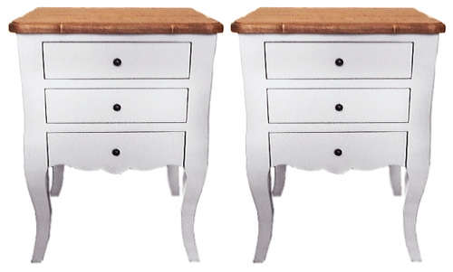 BLANC 3 DRAWER PEDESTALS/BEDSIDE TABLE - SOLID WOOD 450x430x650h