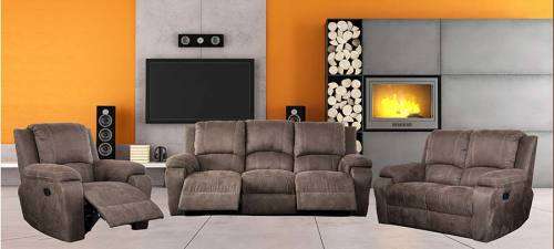 3 PIECE RECLINER SUITES (3 ACTION)- MICROFIBRE, LEATHER TOUCH, GENUINE LEATHER UPPERS, FULL LEATHER.