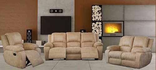 3 PIECE RECLINER SUITES (3 ACTION)- MICROFIBRE, LEATHER TOUCH, GENUINE LEATHER UPPERS, FULL LEATHER.