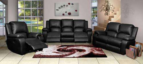 3 PIECE RECLINER SUITES (3 ACTION)- MICROFIBRE, LEATHER TOUCH, GENUINE LEATHER UPPERS, FULL LEATHER.