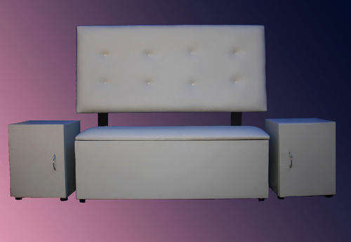 4 pce Bedroom set. Headboard, two pedestals plus linen box in white only