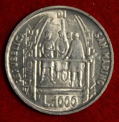 1977 San Marino 1000 Lire  (83.5% Silver) - UNC