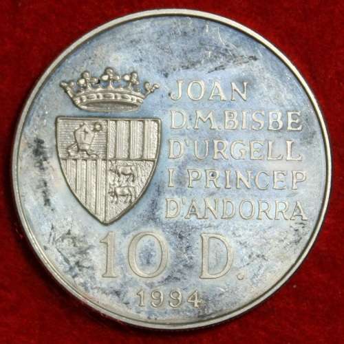 1994 Andorra 10 Diners (Stirling Silver 93.6%) - Proof