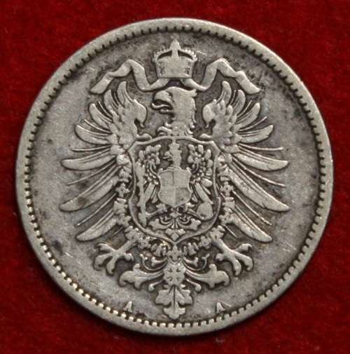 1875A Germany 1 Mark (Silver 90%) - XF