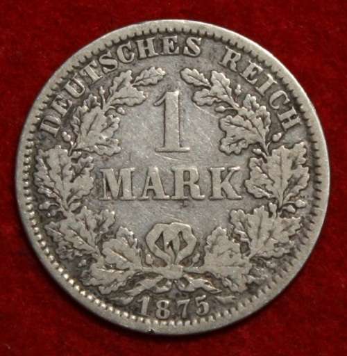 1875A Germany 1 Mark (Silver 90%) - XF