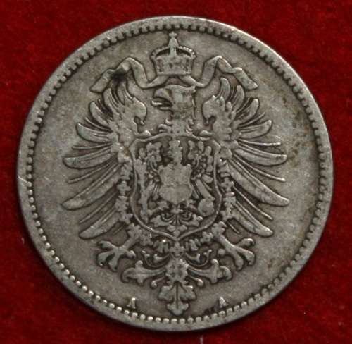 1887A German 1 Mark (Silver 90%) - XF