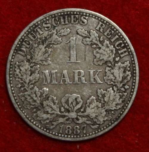 1887A German 1 Mark (Silver 90%) - XF