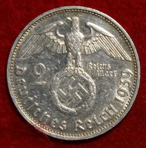 1939G German 2 Reichsmark (Silver 62.5%) - XF+