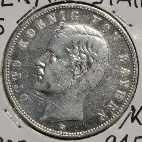 1903D German (Bavaria) 5 Mark (Silver 90%) - XF