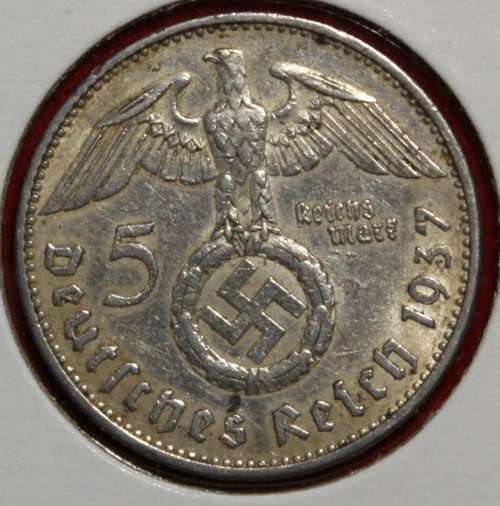 1937A German 5 Reichsmark (Silver 90%) - XF+