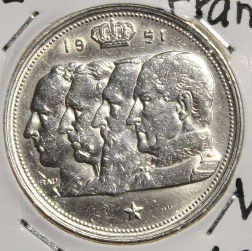1951(139) Belgium 100 Francs (Silver 83.5% = R115) - XF