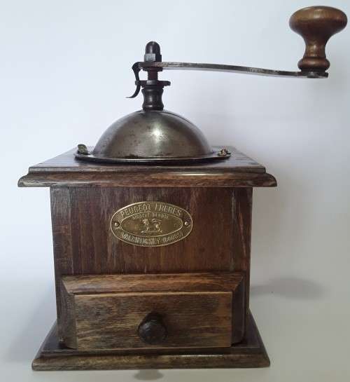 A vintage French `Peugeot Freres` coffee grinder / mill.