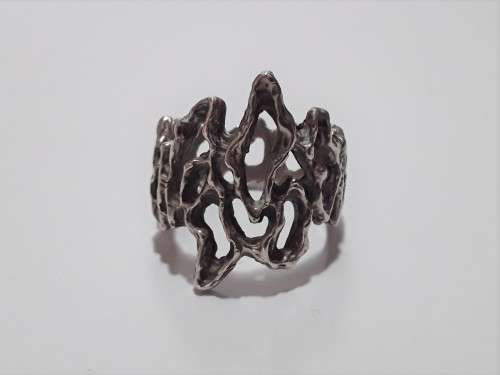 A rare Brutalist sterling silver ring.  Stunning design!!!