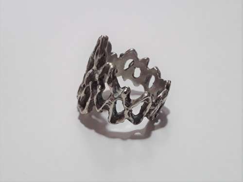 A rare Brutalist sterling silver ring.  Stunning design!!!