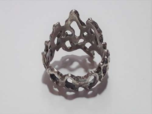 A rare Brutalist sterling silver ring.  Stunning design!!!