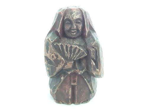 Antique Japanese Nara Ningyo hand-carved wooden doll.