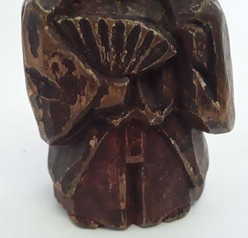 Antique Japanese Nara Ningyo hand-carved wooden doll.