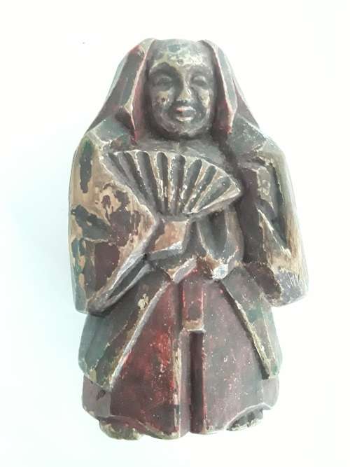 Antique Japanese Nara Ningyo hand-carved wooden doll.