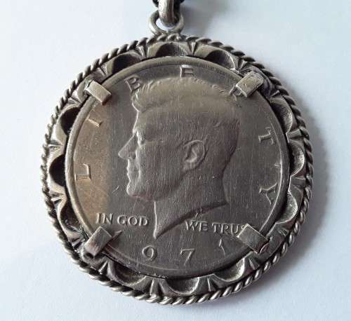 USA 1971 Kennedy Half Dollar pendant.