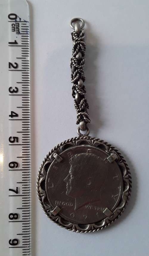 USA 1971 Kennedy Half Dollar pendant.