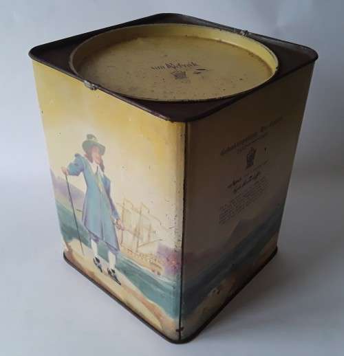 Vintage 1952 Jan Van Riebeeck Souvenir Tercentenary Coffee Tin. H : 20,5cm.