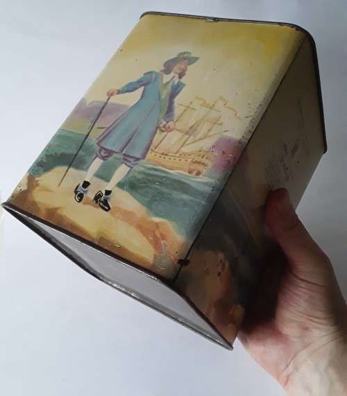 Vintage 1952 Jan Van Riebeeck Souvenir Tercentenary Coffee Tin. H : 20,5cm.