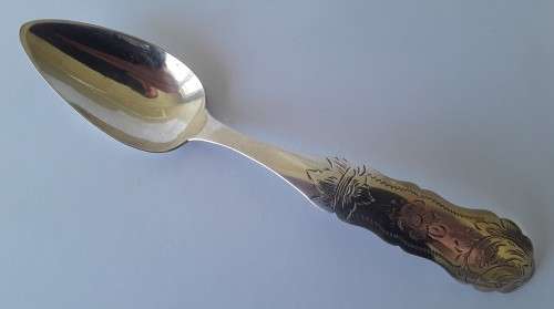 An 1858 Dutch hallmarked solid silver spoon. 833 silver.